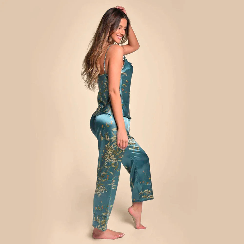 Serenity Silk Long Set – Elegant Long-Length Silky Pyjama Set for Women