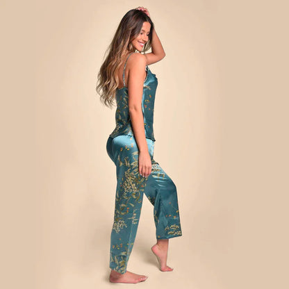 Serenity Silk Long Set – Elegant Long-Length Silky Pyjama Set for Women